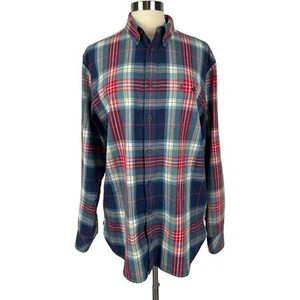 JOULES Shirt Mens Size L Hewitt Classic Plaid Check Navy Red Cotton Button Down - Picture 1 of 11