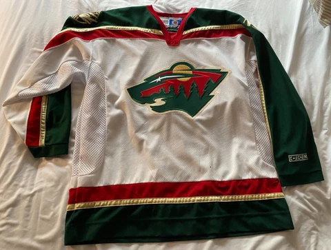 Minnesota Wild CCM Vintage NHL White Hockey Jersey Mens XL Inaugural Season USED Cover