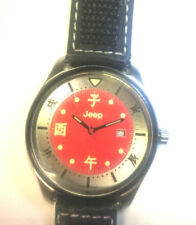 Jeep EarthColors 4017 Similar Japan Character Red Dial Black Leather/Nylon Strap
