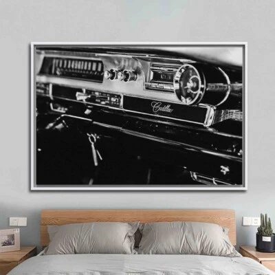Cadillac Black White Poster, Cadillac Wall Art, Garage Canvas, Antique Cadillac - Image 1 of 4