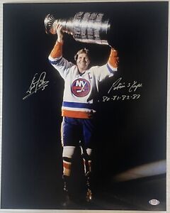 Denis Potvin Signed 16x20 Photo Potvin’s Cups NY Islanders Autograph PSA COA HoF