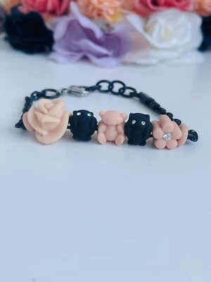Bracciale Morellato Drop Silicone Nero E Cipria Teddy Gufo&Rosa - Immagine 1 di 4