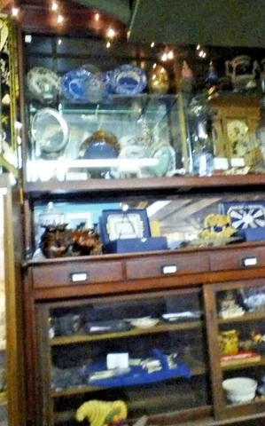 VINTAGE  Pharmacy Back Bar Display Cabinet  mahogany finish Cover