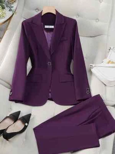 Autumn Winter Women Pant Suit Office Ladies Female Business Work Wear 2 Piece UK - Picture 1 of 13