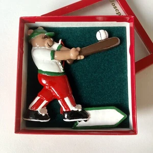 Joseph K Co. Vintage Christmas Baseball Themed Bear Ornament Made In 2000 - Picture 1 of 5