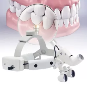 Lupa médica dental quirúrgica lupa + luz de cabeza LED 3.5X420mm DHL - Imagen 1 de 12