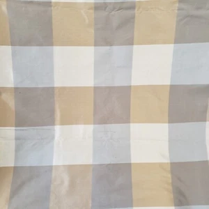 Silk Dupione Large Plaid Tan Brown Taupe Blue Gray Fabric 5.5 Yards 54" - Picture 1 of 8