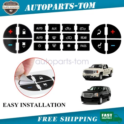 Fits GMC Sierra Yukon 2007-2014 Central Control Area AC Button Stickers Black - Image 1 of 4