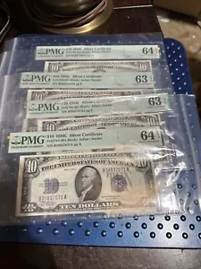 Lot of 4 $10 1934-C Silver Certificate CONSECUTIVE Lot B-A Block PMG CU63-64 EPQ - Picture 1 of 9
