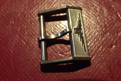 LONGINES - "UNROC" RARE VINTAGE BUCKLE 16 mm INSIDE YELLOW GOLD COLOR - SWISS Foto 1 de 4