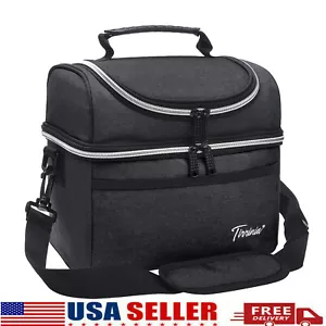 Insulated Lunch Bag Leakproof Cooler Tote Bag Dual Compartment for Men Women - Picture 1 of 7