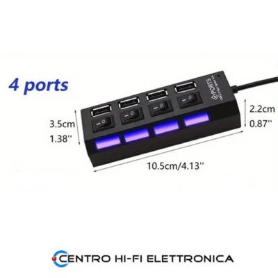 Presa Multipla USB 4 Porte Compatibile con Adattatori di Alimentazione Cellulare - Immagine 1 di 2