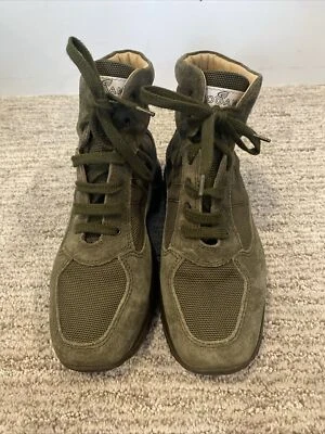 Hogan Womens Suede Perforated Toe Lace Up Trainers Sneakers Green Size 34 US 5 - Image 1 of 4