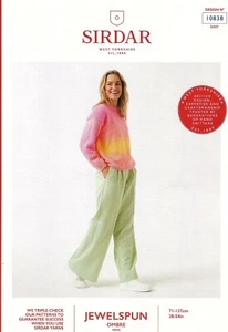 Sirdar Jewelspun Aran Knitting Pattern - 10838 Ladies Sweater ( 28-54 ins) - Picture 1 of 2