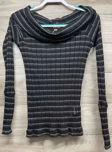 Free People Snow Bunny Girlfriend schulterfrei schwarz gestreift transparent Top XL - Bild 1 von 8