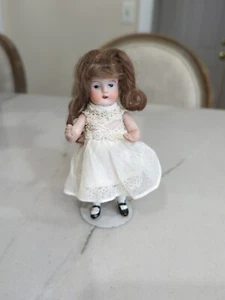  Antique Doll Girl 5" Mignonette Bisque German Doll SWC 12 Strobel & Wilken Vtg  - Picture 1 of 13