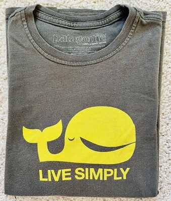 Patagonia ¡RARO! Camiseta ballena LIVE SIMPLE para mujer 100 % algodón orgánico hecha en EE. UU. Foto 1 de 4