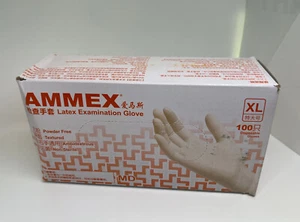 100ct (ONE BOX) Latex Exam Gloves, Textured, Powder Free, CE Approved, XL,L or M - Picture 1 of 2