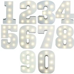 LED WHITE LIGHT UP NUMBERS HANGING DATE AGE IN LIGHTS 1 - 9 UK SELLER - Picture 1 of 22