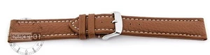 Wrist watch bands XXL Pin buckle Leather, light brown with white seam 0 7/8in - Picture 1 of 1