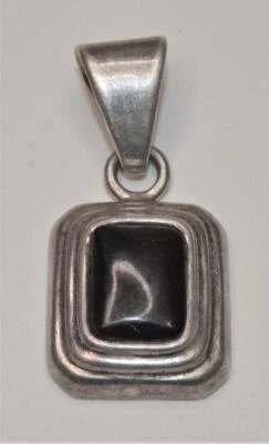 Pendente Quadrato In Onice Nero In Argento Sterling 925 SILPADA Vintage 9.45g - Immagine 1 di 3
