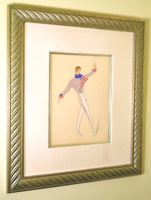 Pintura Gouache Erte "Dancing Boys" Original 1964 Doble Firmada Enmarcada Foto 1 de 4