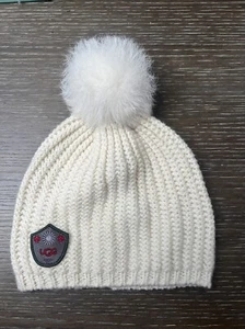 Gently Used! UGG Ivory Pom - Pom Rib Knit Beanie. Size 0/S - Picture 1 of 4