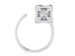 0.02 Carats Natural Diamond 925 Sterling Silver Single Stone Nose Ring Jewelry - Picture 1 of 6