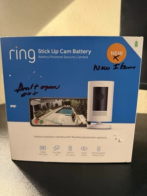 Ring Stick Up Cam Battery (White) – 1080p HD Security Camera, Two-Way Talk, New - Image 1 of 4
