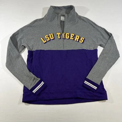 Suéter LSU Tigers Para Mujer Pequeño ROSA Victoria Secret 1/4 Cremallera Manga Larga Púrpura Foto 1 de 4