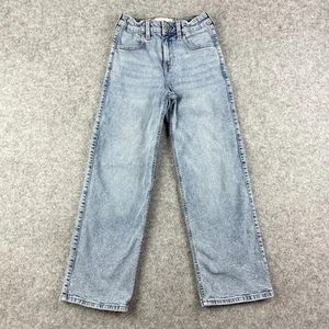 Abercrombie Kids Jeans Girls 9 10 High Rise Wide Leg Medium Wash Boho Stretch - Picture 1 of 15