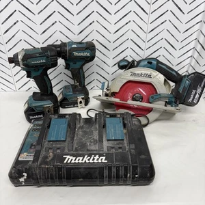 Makita XSH03 6.5 Circular Saw XFD13 1/2” Drill XDT11 Impact + DC18RD Charger - Picture 1 of 13