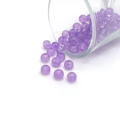 6mm Purple Glass Crackle Beads - US Seller - Image 1 of 3