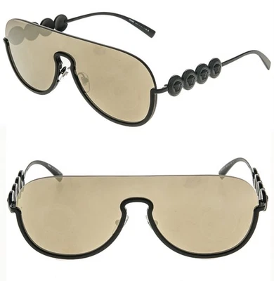 VERSACE VE2215 2215 Black Coin Medusa Stud Gold Mirror Pilot Metal Sunglasses - Image 1 of 4