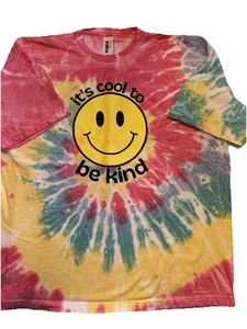T-shirt donna Suna Platinum 3XL tie dye "It's Cool To Be Kind" Happy Face - Foto 1 di 11
