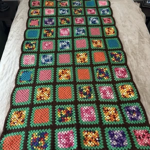 Manta afgana cuadrada de ganchillo de abuela estilo Roseanne 40x68 multicolor - Imagen 1 de 6