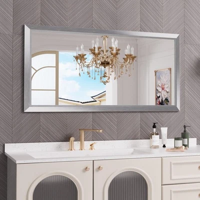 Amorho 60 X30 Inch Bathroom Mirror Silver, Thick Metal 60"L x 30"W, Silver  - Image 1 of 4