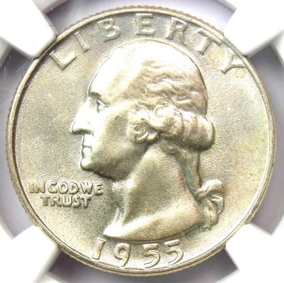 1955-D Washington Quarter 25C - Certified NGC MS67 (Gem BU UNC) - $2,500 Value - Image 1 of 4