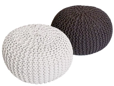 Strickhocker 2er Set Pouf Sitzpouf Sitzpuff Pouf Bodenkissen Ø 55cm - Bild 1 von 4