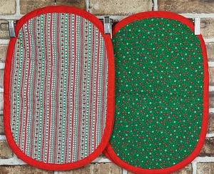 Set of 4 VTG Reversible Quilted Christmas Place Mats Poinsettias 90’s Handmade - Picture 1 of 4