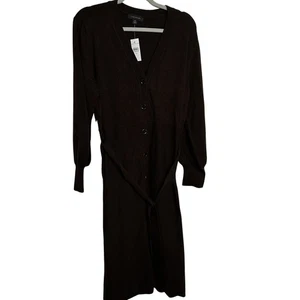 Vestido Camisa Suéter Ann Taylor XXL Manga Larga Botón Corbata Marrón Nuevo $178 - Imagen 1 de 8