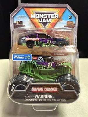 1:64 Monster Jam Series 1 Grave Digger Truck & Race Car Walmart Exclusive NEW! - Image 1 of 2