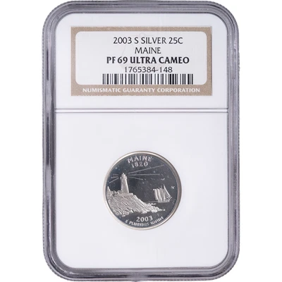 2003-S Silver Maine State Quarter ~ NGC PF69 ULTRA CAMEO - Image 1 of 2