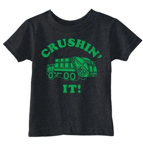 Toddler Funny T Shirts Crushin It Sarcastic Garbage Truck Graphic Novelty Tee - Picture 1 of 7