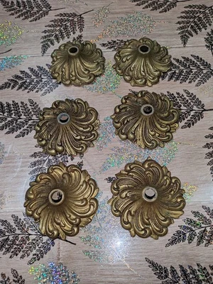 LOT DE 6 COUPELLE DE LUSTRE EN BRONZE PLAFONNIER ROSACE  A Saisir  - Photo 1/4