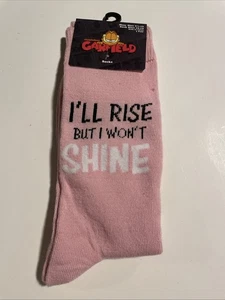 Men’s Garfield Crew Socks “I’ll Rise But I Won’t Shine” New - Picture 1 of 3