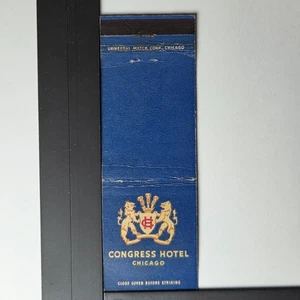 Congress Hotel Chicago Vintage 1940s Crest Blue Gold Matchbook - Bild 1 von 3