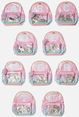 Mochila Justice Girls Rosa Ombre Brillo Inicial Temblorosa Elige tu Inicial Nueva Con Etiquetas Foto 1 de 4