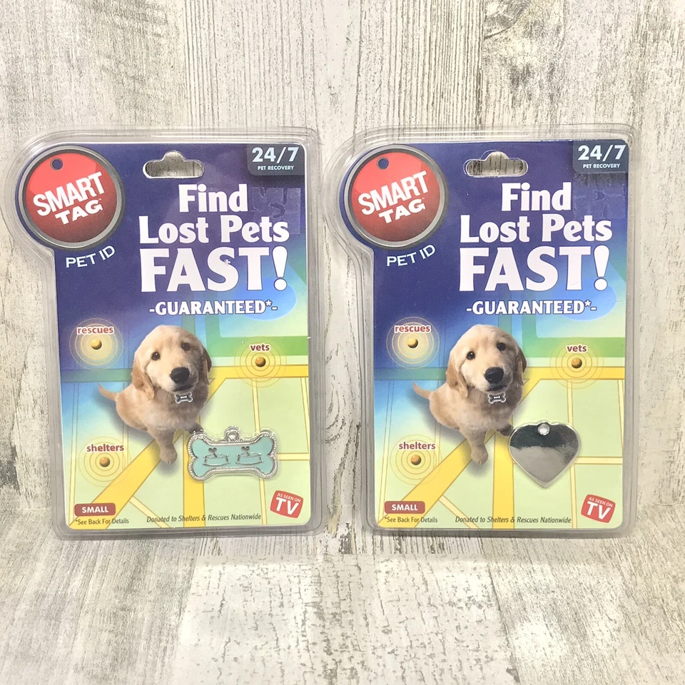 Lot of 2 As Seen on TV! SMART TAG Pet ID eAlert Service - Find Lost Pets Fast! - Image 1 of 4