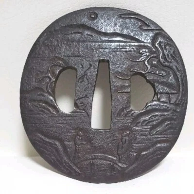 Старинный Цуба Катана Самурай Меч Охранник Железо Редкий Дизайн Из Японии Японский - Изображение 1 из 2